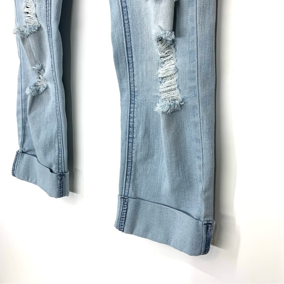 Indigo Rein Forever Stretch Light Wash Distressed Destroyed Capri Cuffed Jeans - Picture 6 of 16